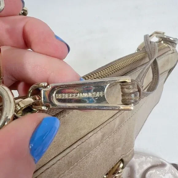 Rebecca Minkoff M.A.C. Taupe Leather Crossbody Bag Purse - Picture 7 of 12